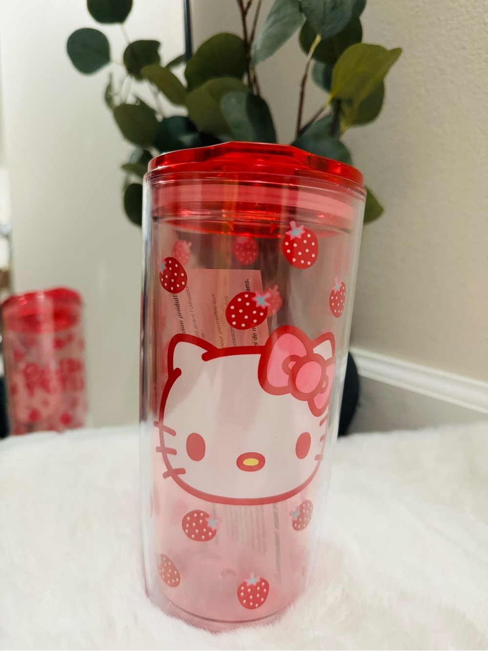 Hello Kitty Red and Pink Strawberry Travel Tumbler